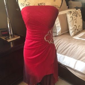 NWT high low strapless red dress!